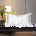 thumbnail image 1 of Funda de almohada de seda satinada Funda de almohada de seda satinada Adecuada para cabello y piel Tamaño estándar 20x30 pulgadas Con cremallera oculta Suave transpirable vidrioso y fresco para dormir, 1 of 7