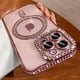 thumbnail image 2 of Funda magnética transparente con purpurina de cristal rosa para iPhone 16, 15, 11, 12, 13, 14 Pro Max, funda de diamante de carga inalámbrica, 2 of 5