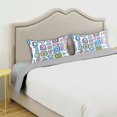thumbnail image 3 of Yayeee Pillowcase King Size Set of 2 Satin Wrinkle Resistant Pillow Case, Blue Retro Pattern, 3 of 7