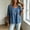 Navy Blue, variant on Morttic Women's Square Neck Faux Denim Mid Sleeve Blouse – Solid Color Casual Top with Lace Trim Front Summer Daily Outfit Navy Blue，S