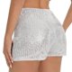 thumbnail image 5 of Pantalones cortos de fiesta con lentejuelas y cintura alta para mujer, corte A y brillo., 5 of 8