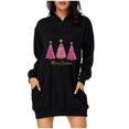 thumbnail image 1 of Pisexur Robes pour Femmes Imprimé Arbre de Noël Sweat à Capuche Robe de Soirée Décontractée Manches Longues Mini Robes de Vacances d'Automne pour Femmes avec Poches, 1 of 3