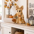 thumbnail image 6 of Lighted Vintage Patchwork Ghost, 26 Inch Light Up Ghost with Pumpkin Lantern Halloween Decor, Glowing Light Up Ornaments Halloween Lamp, Rustic Fall Figurine for Mantel Shelf Entryway Porch, 6 of 6