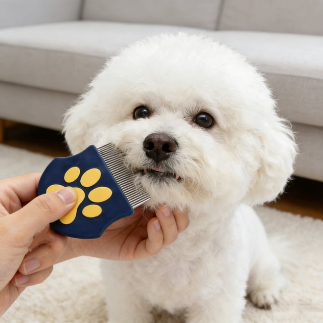 Mini Pet Flea Comb Fine Tooth Grooming Brush for Cats and Dogs Facial Hair Removal Dandruff Lice Detection Safe Rounded Tip Portable Pet Grooming Care Tool for Daily Use Home Cleaning
