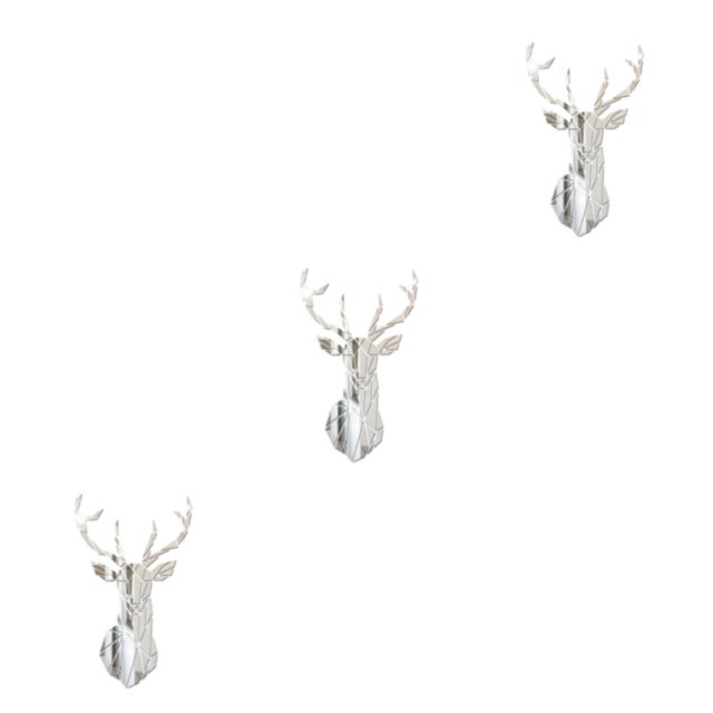 Thinsony Easy To Paste And Remove 3D Deer Head Mirror Wall Sticker For Quick Decor Updates Wide Application silver S 3Set