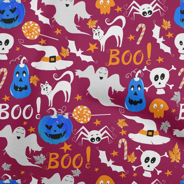 oneOone Polyester Spandex Maroon Fabric Halloween Craft Projects Decor Fabric Printed By The Yard 56 Inch Wide