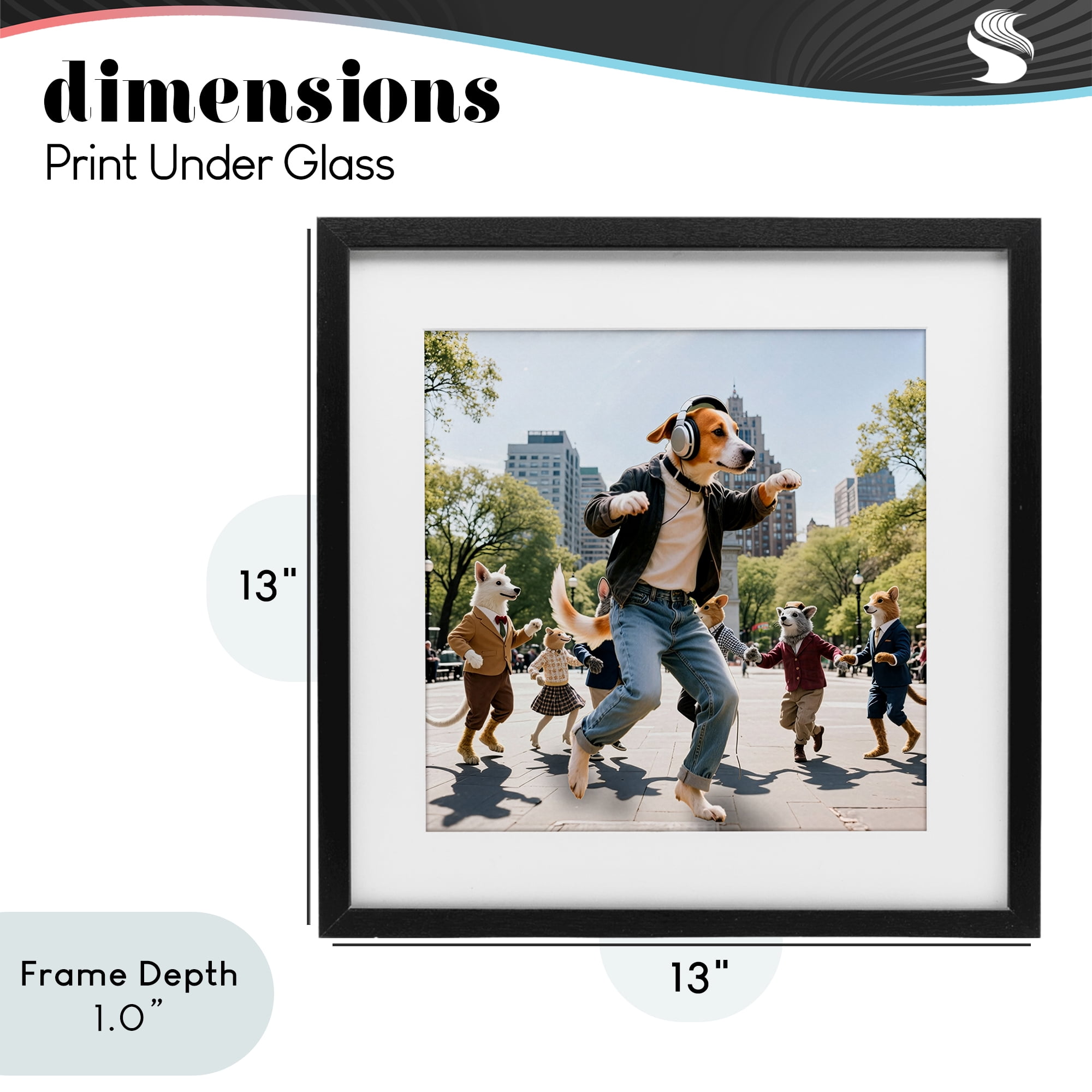 Stupell Industries Stylish Dog Dancing in Park Black Framed Print Under Glass, design by CAD Designs