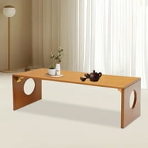 Japanese-Style Foldable Bamboo Coffee Table – 39.3x14.5in Surface, 11.8in Height, 33lbs Load Capacity – Brown Pressing Craft for Floor, Bed & Outdoor Use