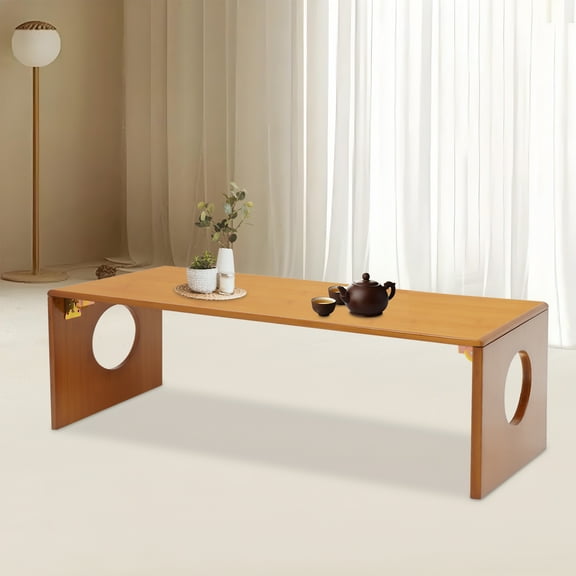 Japanese-Style Foldable Bamboo Coffee Table – 39.3x14.5in Surface, 11.8in Height, 33lbs Load Capacity – Brown Pressing Craft for Floor, Bed & Outdoor Use