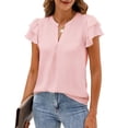 thumbnail image 1 of Blusa SimpleFun para mujer, casual, de gasa, con volantes, rosa, XL, 1 of 6