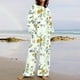 thumbnail image 1 of Puntoco Traje De Pantalón Y top De Cuello Redondo De Manga Larga Con Estampado Informal De Verano Para Mujer Amarillo Xxl, 1 of 5