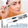 thumbnail image 4 of pinzas con luz LED, pinzas luminosas para depilación, pinzas de maquillaje con luz, pinzas de precisión para cejas, pinzas de acero inoxidable, 4 of 5