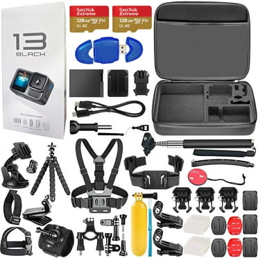 GoPro HERO 13 Black Waterproof Action Camera, 5.3K HDR Video, 27MP, with 2x 128GB Card & 50 Piece Accessory Kit, Black