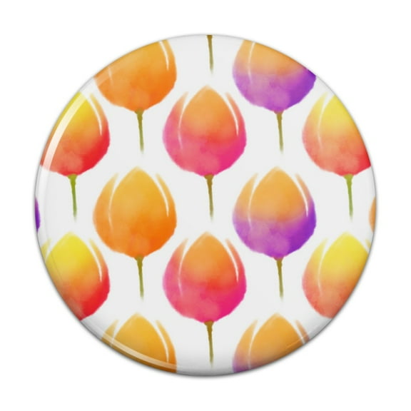 Watercolor Tulip Pattern Pinback Button Pin