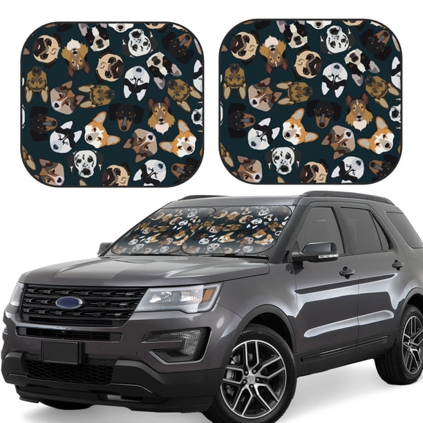 Fotbe Dogs Juego de 2 Piezas de Parasoles para Parabrisas | Bloqueador Solar para Auto | Accesorios Plegables para Protección Solar Interior-Small