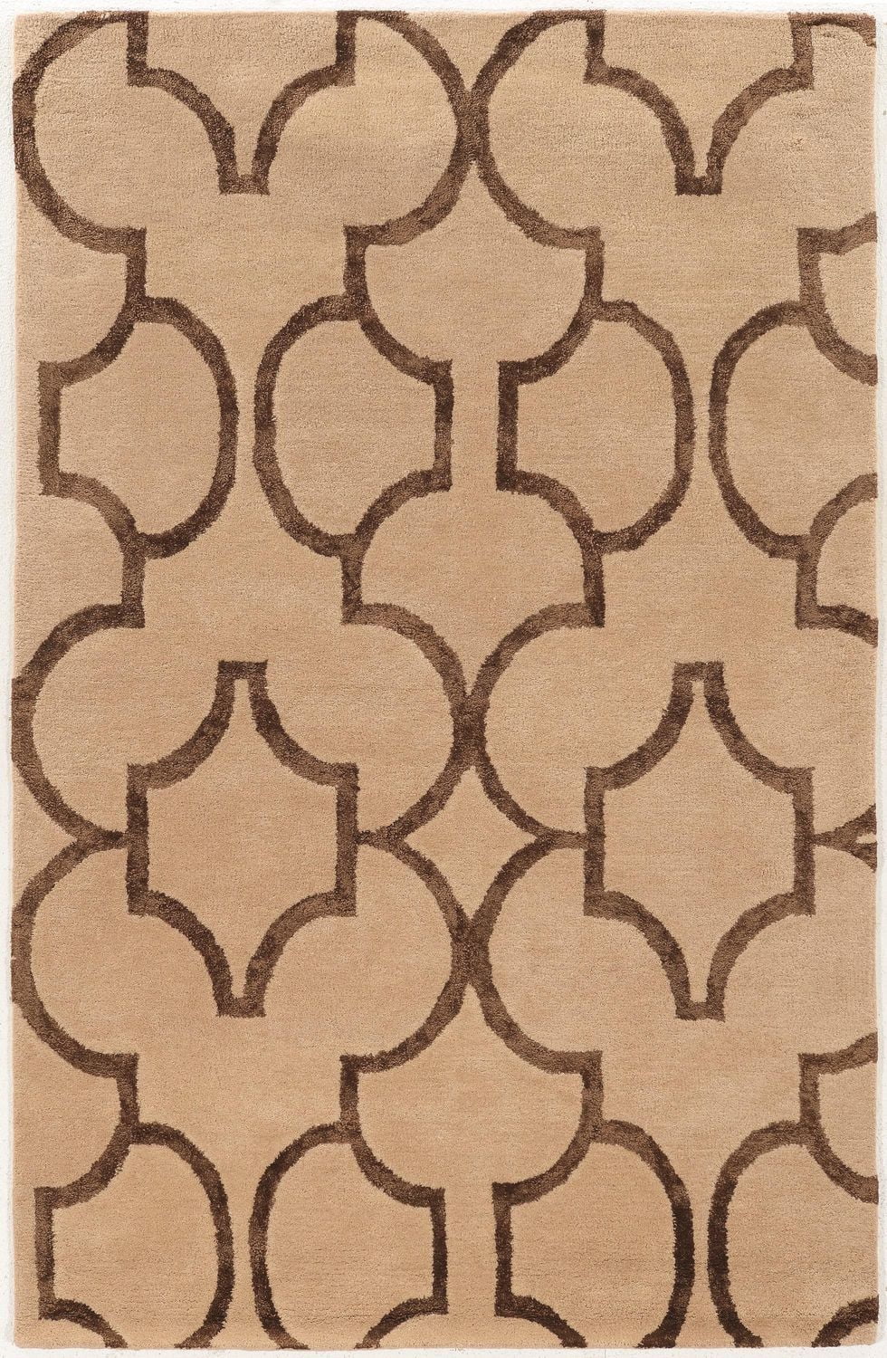 Aspire Wool Geo Beige & Brown 5' x 8' Area Rug