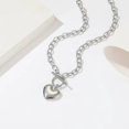 thumbnail image 3 of QPENWEI Collar de cadena de corazón + pulsera de corazón para mujeres y niñas, colgante de corazones, conjunto de joyería con dije de palanca, acero inoxidable, plata, 3 of 5