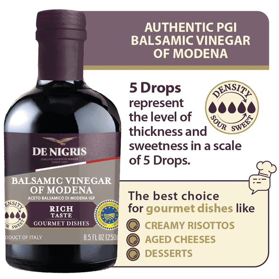 De Nigris Rich Flavor Balsamic Vinegar of Modena PGI, 8.5 oz
