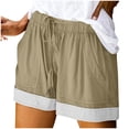 thumbnail image 2 of Oiangi Womens Flat Front Shorts Color Block Summer Shorts Elastic Waist Drawstring Holiday Travel Shorts with Pockets Khaki XL, 2 of 7