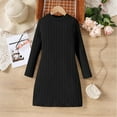 thumbnail image 4 of Generic Girls Fall Long Sleeve Dresses Round-Neck Ribbed Knit Slim Fit Sweater Dress Skirt A-Line Kids Winter Midi Dresses, 4 of 7
