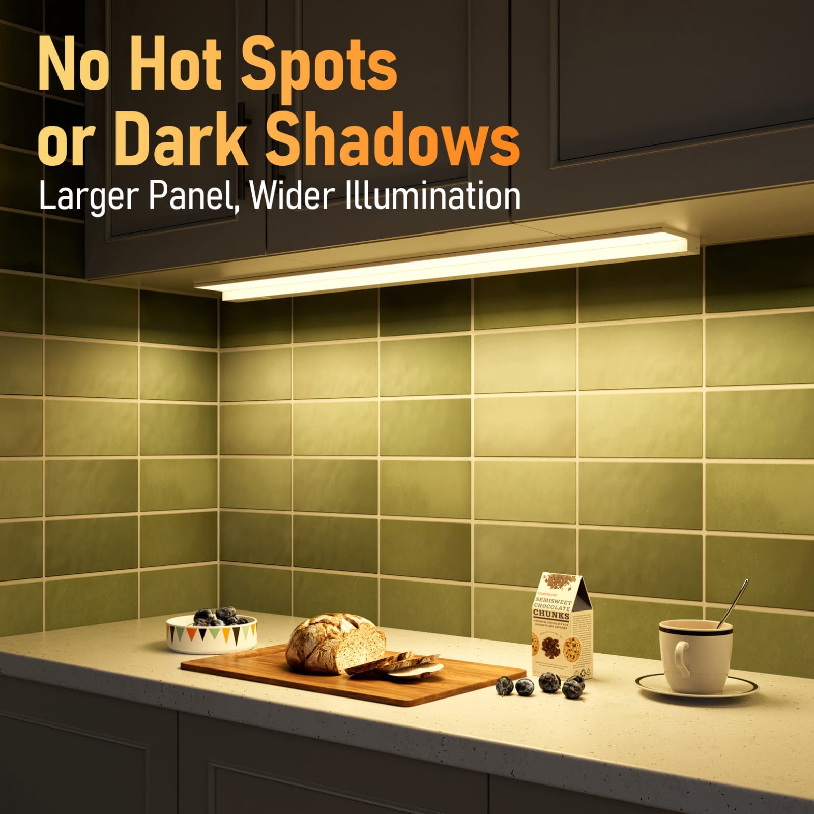 24W 5CCT LED Under Cabinet Lighting Fits 42-Inch Cabinets, Hardwired & Plug-In, 120V Ultra-Slim Linkable Dimmable Under Counter Lights, 2700K/3000K/3500K/4000K/5000K Selectable