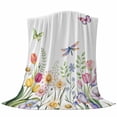 thumbnail image 6 of Wildflowers Blanket Soft Cozy Warm Throw Blanket for Couch, Plush Fuzzy Flannel Fleece Blankets for Sofa, Spring Country Tulip Butterfly Floral Leaf Bed Blankets Lightweight Gifts for Women, 32"x48", 6 of 9