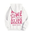 thumbnail image 4 of Blouses for Women Business Casual Long Sleeve Winter Fall Oversized Hooded Mitten- Drop Shoulder Drawstring Floral Leisure Cotton Hoodies Sweatshirts(White,XL), 4 of 4