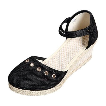 

CBGELRT Womens Sandals Black Slipper Sandals Shoes for Women Platform Wedge Sandals Fashion Versatile Braided Buckle Breathable Wedge Sandals Wedges Shoes for Women