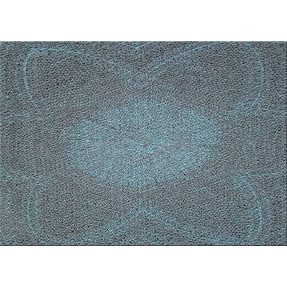 Ahgly Company Indoor Rectangle Patterned Blue Koi Blue Area Rugs, 2' x 4'