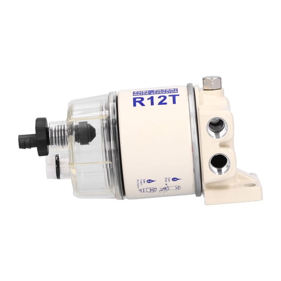 Marine Spin-On Fuel Filter Water Separator Assembly 30GPH Flow Rate R12T Replacement Kit with 4 Connectors for Compact Boat Outboard Motors Engine Systems (6.3 x 5.1 x 3.9 Inches / 16 x 13 x 10 cm)