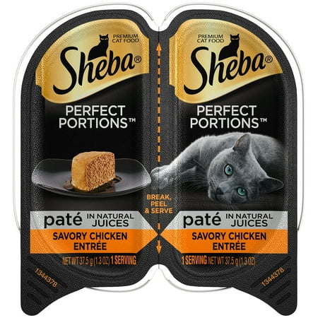 Sheba Perfect Portions Wet Cat Food Pate in Natural Juices Signature Savory Chicken Entree, 2.6 oz. Twin-Pack (Best Pate In Nyc)