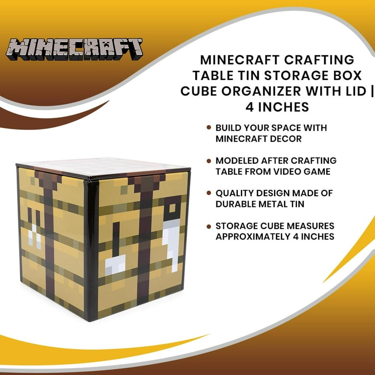 Minecraft Bee Pattern Tin Storage Box Cube Organizer with Lid 4 Inches