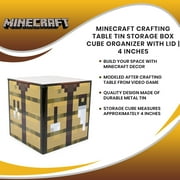 Minecraft Crafting Table 4-Inch Tin Storage Box Cube Organizer with Lid