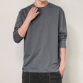 thumbnail image 4 of PNTUTB Autumn/Winter Men's Fashion Solid Color Crew Neck Long Sleeve Casual Versatile Top, 4 of 5