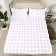 thumbnail image 2 of Homewish Purple Plaid Queen Sheet Sets 4-Piece, Geometric Buffalo Grid Flat Sheet, Cute Checkered Queen Fitted Sheet, Ultra Soft Home Decor, 2 of 7