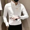 thumbnail image 4 of Camisas Para Hombre Manga Larga Bordada Camisa Blanca Hombre Social Cosas Baratas Con Mangas Vintage Slim Fit Venta Moda 2024, 4 of 5