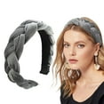 thumbnail image 2 of Fashion Accessories, Comdrip Braided Hair Band Velvet Braided Headband Women's Wide Vintage Padded Headband for Women and Girls Headbands for Girls Grey One Size, 2 of 4
