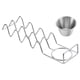 thumbnail image 3 of Soporte para tacos de acero inoxidable Uxcell con tazas para condimentos, bandeja para tacos en forma de ola, sostiene hasta 4 tacos, plateado, 3 of 6