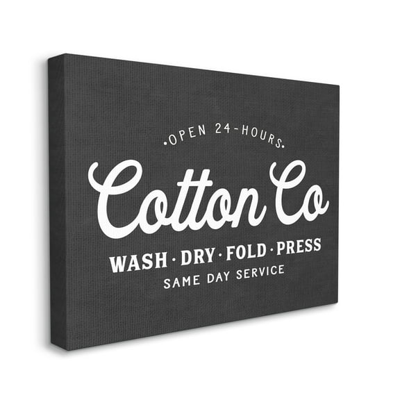 Stupell Industries Cotton Co. Laundry Room Sign Black White Minimal, 16 x 20, Designed by Lettered and Lined