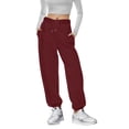 thumbnail image 3 of Sngxgn Women Casual Pants Straight Leg Drawstring Elastic Waist Loose Comfy Trousers with Pockets(,S), 3 of 9