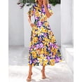 thumbnail image 2 of Vestido Dowerme de verano para mujer, casual, cuello en V, estampado floral, maxi con bolsillos, 2 of 8