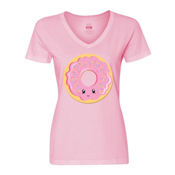 Inktastic Light Pink Donut Women's V-Neck T-Shirt