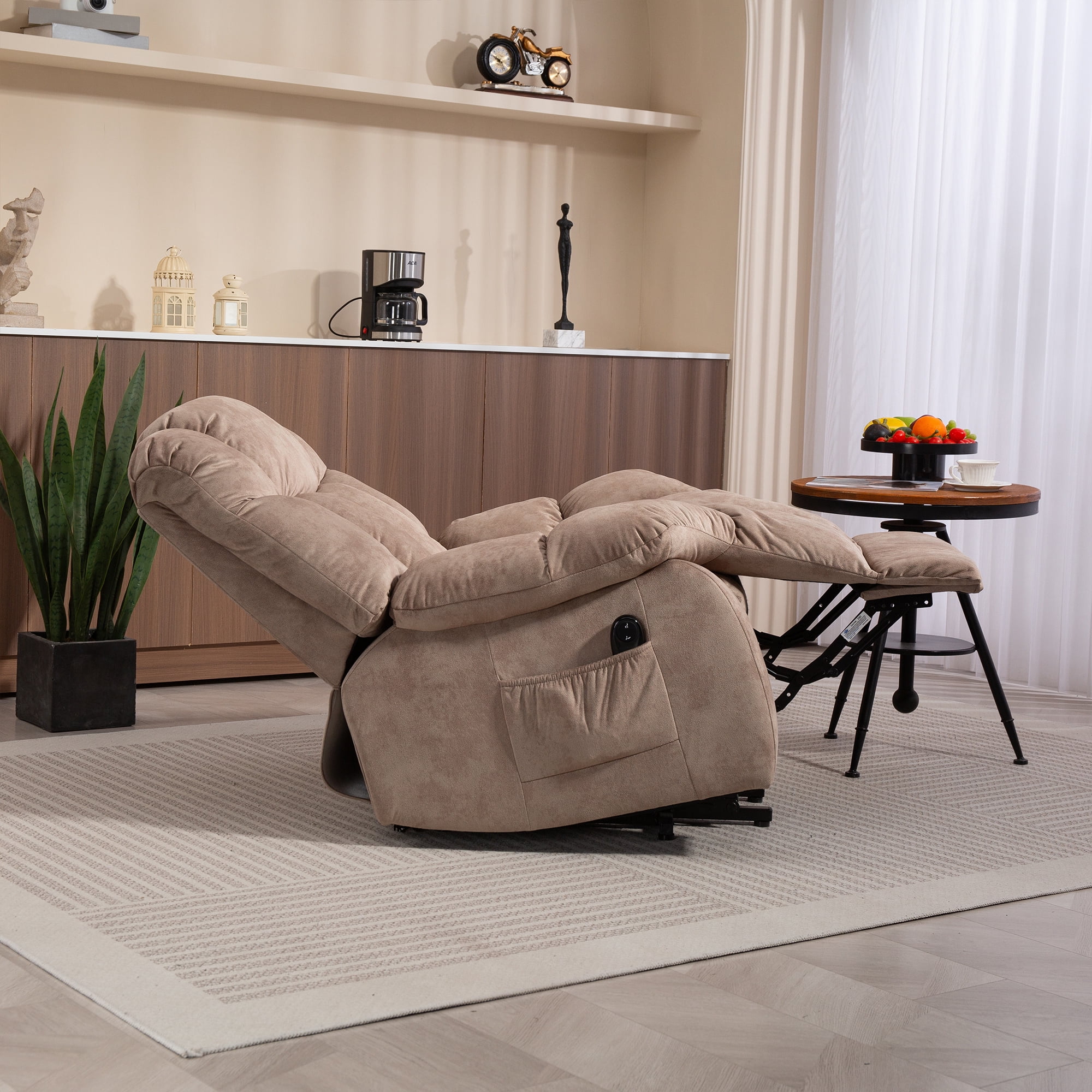 Aukfa Power Lift Recliner Chair Deep Seat Recliners with Infinite Position for Elderly Living Room, Light Camel