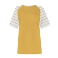 thumbnail image 4 of Tittly T Shirts for Women Spring Tops for Women Women's Round Neck Patchwork Striped Color Block Loose Casual Short Sleeved T Shirt Tshirts Shirts Basic Tees Yellow L, 4 of 4