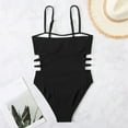 thumbnail image 6 of Womens One-Piece Swimsuits Solid Color Summer Large Beach Bikini Fashion Sexy Swimsuit Swimwears Holiday Wear,Black,L, 6 of 9
