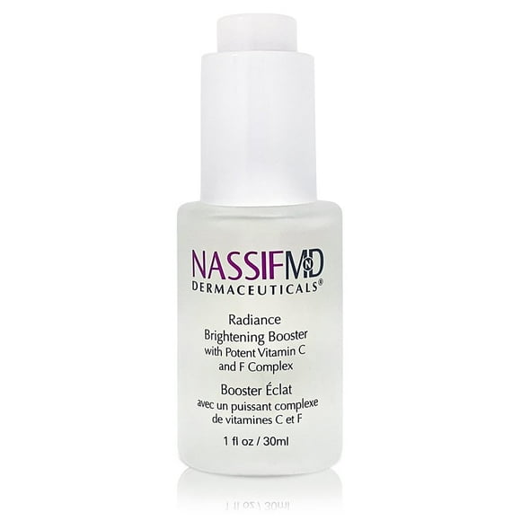 NassifMD Radiance Booster Vitaminas C para suero iluminador facial Eliminador de manchas oscuras Vitamina C con omega-3 y aceite de escualeno