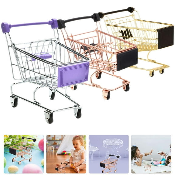 LOLIPPYY Set of 6 Metal Rose Grocery Shopping Cart Toys for Office Storage and Decoration