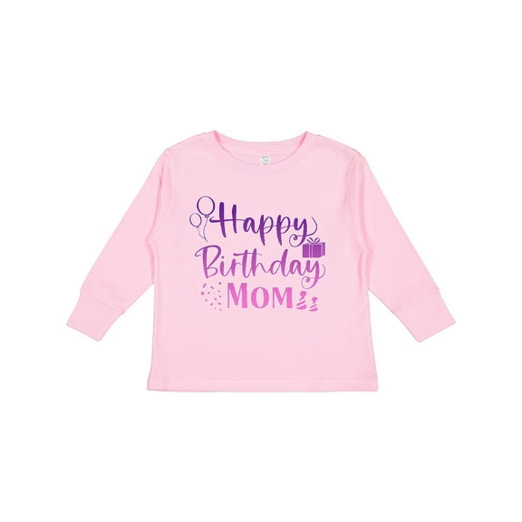 Inktastic Purple Happy Birthday Mom Boys or Girls Long Sleeve Toddler T-Shirt