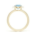 thumbnail image 2 of Angara Natural 1.12 Ct. Aquamarine with Diamond Halo Ring in 14K Yellow Gold for Women (Ring Size: 12), 2 of 9
