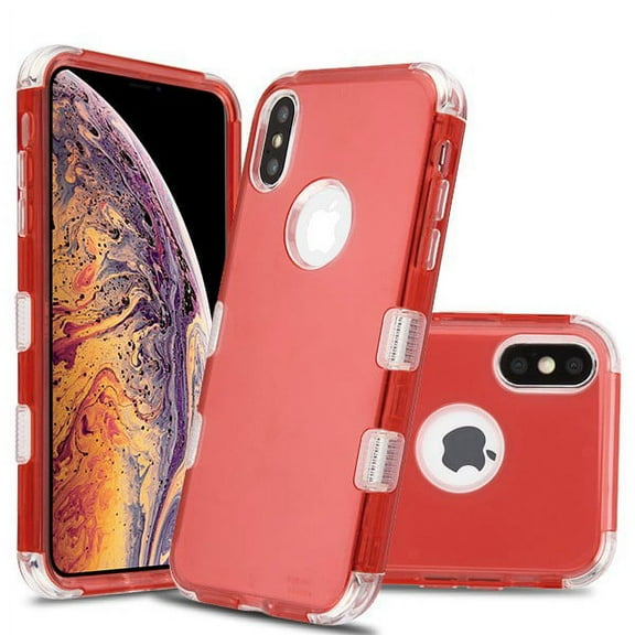 Apple iPhone Xs Max (6.5 inch) Phone Case Tuff Hybrid Shockproof Impact Rubber Dual Layer Hard Soft Protective Hard Case Cover RED Transparent Phone Case for Apple iPhone Xs Max / 6.5"
